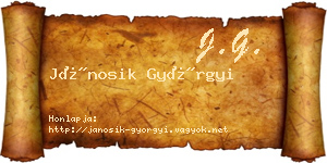 Jánosik Györgyi névjegykártya